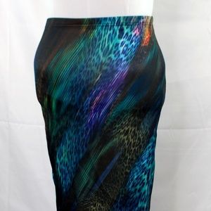 How Kiss Peacock-esque Print Pencil Skirt